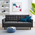 thumbnail image 2 of Tufted Sofa, Fabric, Dark Grey Gray, Modern Contemporary Urban Design, Living Lounge Room Hotel Lobby Hospitality, 2 of 9