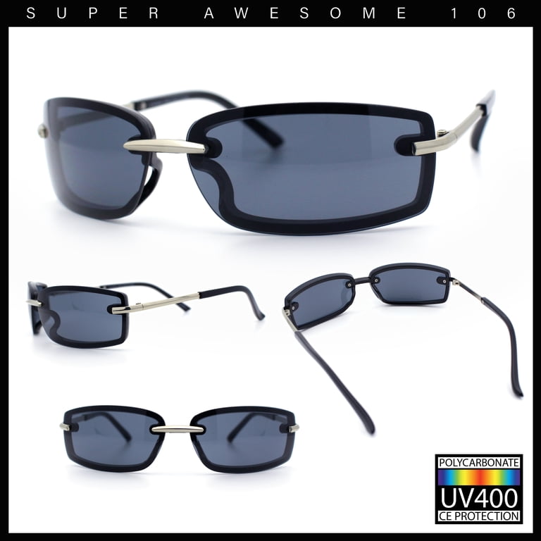 Rectangle Sunglasses for Women,Trendy Rimless 90s UV400 Womens Womens Trendy Rimless 90s Designer Styling Narrow Rectangle  main image 4
