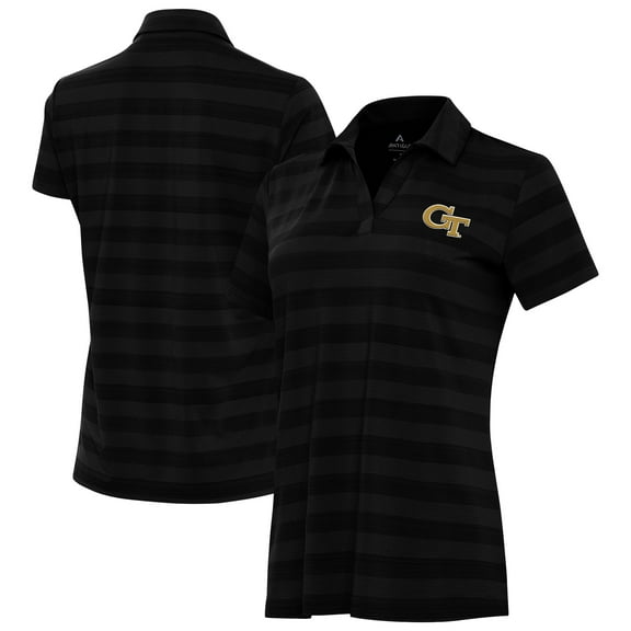 Women's Antigua Black Georgia Tech Yellow Jackets Tunnel Polo