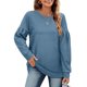 thumbnail image 1 of Sudadera de manga larga empalmada para mujer, Top informal de cuello redondo de Color puro para Otoño e Invierno, 1 of 6