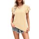 thumbnail image 1 of VISgogo Tops sueltos de verano para mujer, camiseta dulce con cuello en V y manga corta con volantes de doble capa con agujeros de color sólido VISgogo moda, 1 of 5