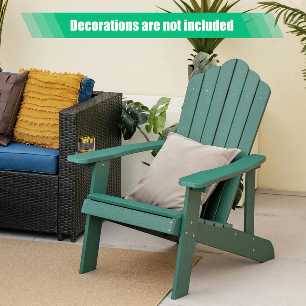 Aimee Lii Weather Resistant HIPS Outdoor Adirondack Chair with Cup Holder, Outdoor Patio Furniture for Balcony Porch Backyard, Sturdy -Green