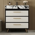 thumbnail image 2 of 30" Sintered Stone Top Bathroom Vanity with Storage, Bathroom Vanity with Ceramic Sink, Freestanding Storage Cabinet with Soft Close Drawers for Bathroom, Black,Gold,White, 2 of 9
