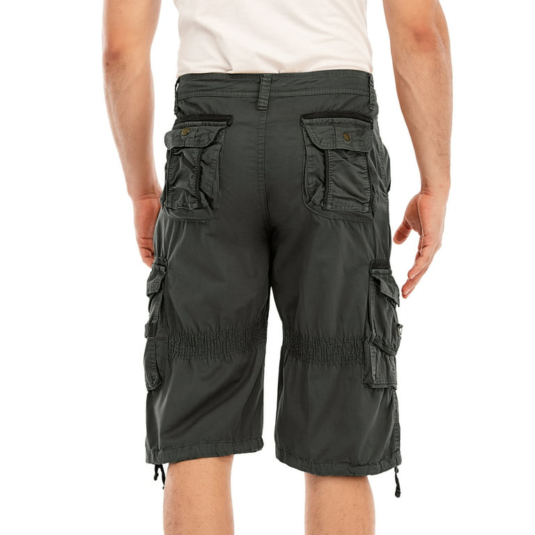 Youloveit Mens Shorts Elasticated Waist Casual Cotton Combat Pants Summer  Stretch Short Pants Half Pants,Plus Size/, Khaki/Black/Gray