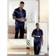 thumbnail image 3 of Silk Satin Pajama Sets for Men Short Sleeve Button-Down Pajamas for Men 2 Piece Men Silk Sleepwear Set Mens Satin Loungewear Sets with Long Pants, S-XXL, 3 of 14