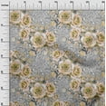 thumbnail image 2 of oneOone Polyester Lycra Greenish Beige Fabric Leaves & Rose Floral Sewing Material Print Fabric By The Yard 56 Inch Wide, 2 of 4