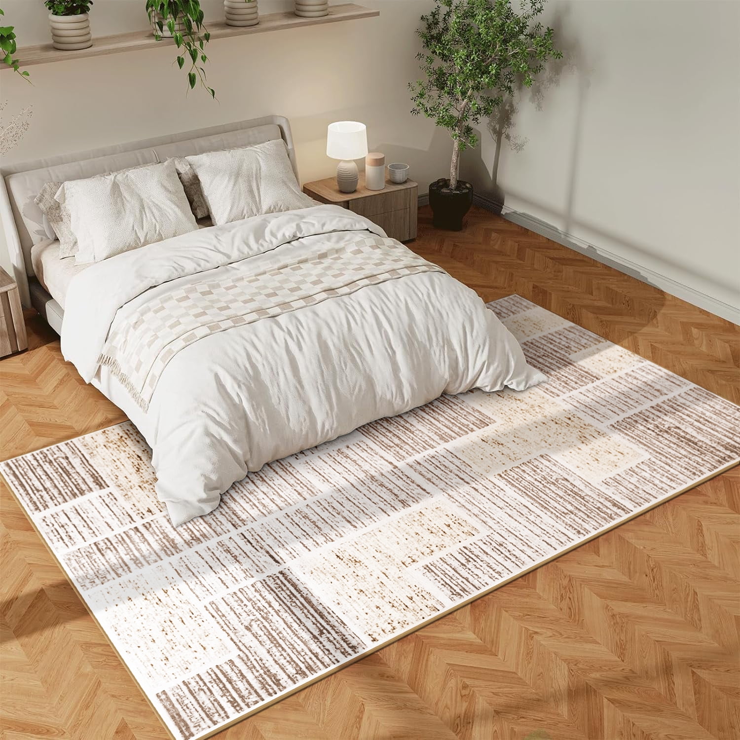 YJ.GWL Soft Retro Rugs Fluffy Modern Area Rug Carpet for Living Room Bedroom Home Decor Floor Mat,6'x9',Khaki