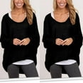 thumbnail image 3 of Women's V Neck Long Sleeve Waffle Knit Top Off Shoulder Oversized Pullover Sweater, 3 of 3