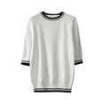 thumbnail image 4 of Boho Tops for Women Elegant Color Round Neck Short Sleeve Womens Activities Shirt,White,2XL, 4 of 4