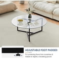 thumbnail image 5 of CLIPOP Circle Coffee Table with Tempered Glass Top, Stylish Round Glass Coffee Table with Adjustable Feet & Triangle Structure Metal Frame, Perfect for Living Room, Home Office(Clear Glass Top), 5 of 9