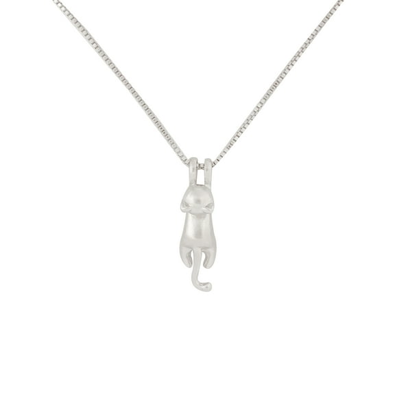 Wrapables® 925 Sterling Silver Plated Cute Hanging Cat Pendant Necklace