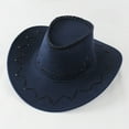 thumbnail image 2 of Brown Faux Suede Cowboy Hat - Stylish Leather Cowboy Hat for Kids Western Themed Events Dress Up Play,Navy, 2 of 3