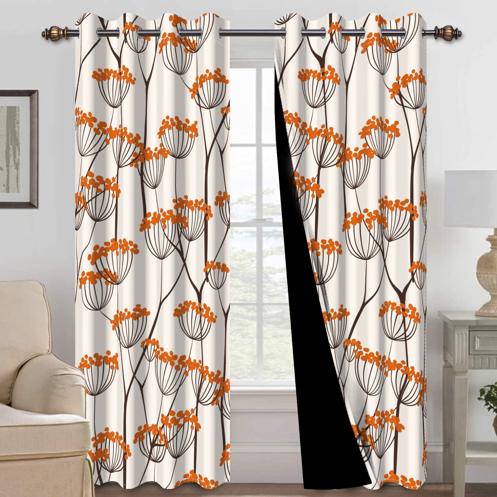 Red Floral Curtains,Rustic Blackout Window Drapes for Bedroom Living Room 2 Panel Sets,42x63 Inch