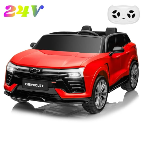 24V 7AH Battery Powered Electric Car Toys with Parent Remote Control, 2-Seater Kids Ride on Car, Licensed Chevrolet Blazer, Spring Suspension, Bluetooth, 2 Speeds, Safety Belt
