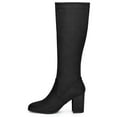 thumbnail image 6 of BLISSFUL STEP Valentine's Women's Knee High Boots Side Zipper Faux Suede Block Chunky Heels Black 5.5, 6 of 8