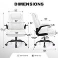 thumbnail image 2 of COOLHUT Office Chair, Executive Leather Chair Home Office Desk Chairs, Computer Chair with Adjustable Flip-up Padded Arms, Lumbar Support Swivel Desk Chair with Adjustable Hight and Tilt, White, 2 of 12