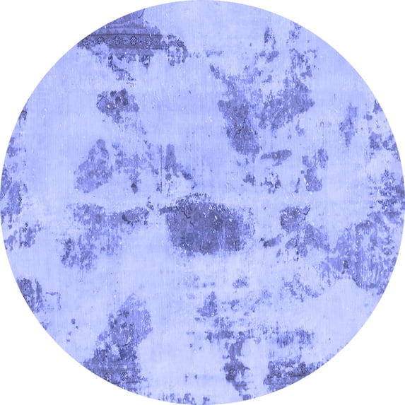 Ahgly Company Machine Washable Indoor Round Abstract Blue Modern Area Rugs, 7' Round