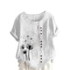 thumbnail image 1 of Vestidos Casuales Para Mujer, Blusas De Mujer De Moda Blusa informal de lino con cuello redondo, manga corta y botones para mujer, 1 of 4