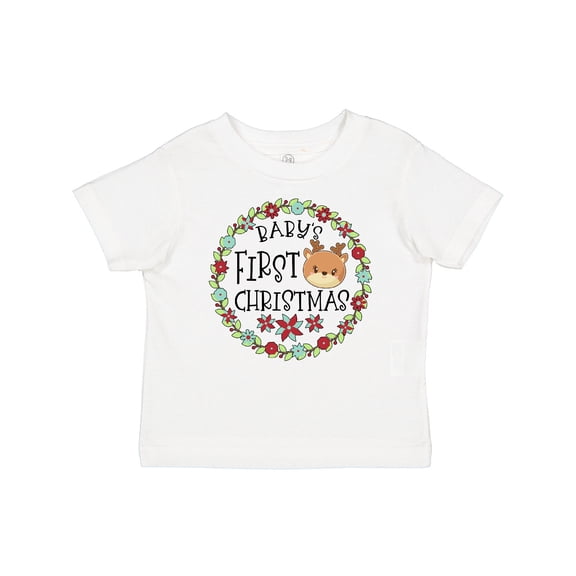 Inktastic Baby's First Christmas with Reindeer Boys or Girls Baby T-Shirt