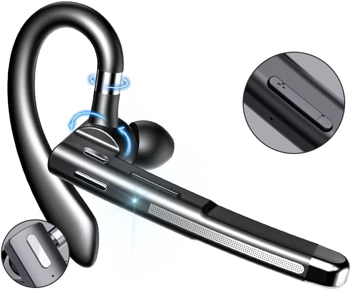 Elleryy Bluetooth V5.1 Headset Wireless Headphone with Noise Canceling Microphone, Black