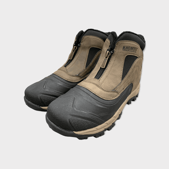 Khombu Mens Cold Weather Boots with Front Zipper Closure (Cliff) Insulated Mid-Calf Winter Boots - Comfy, Durable, Keeps Feet Warm