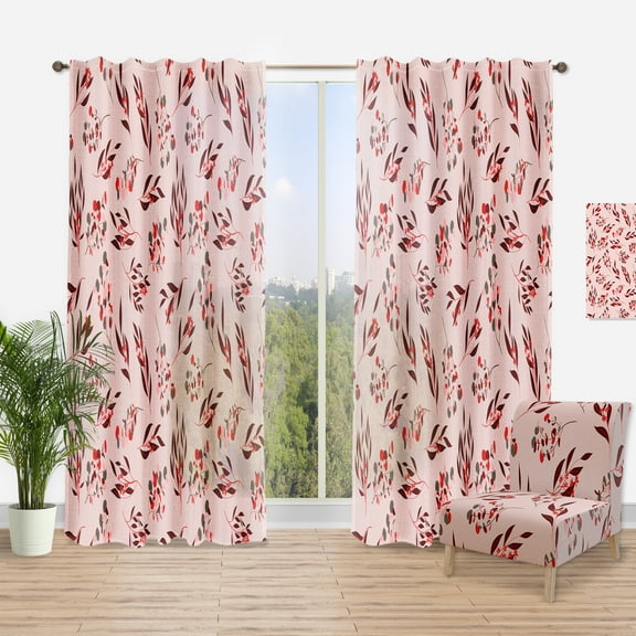 Designart 'Bright Eucalyptus Floral Retro Pattern II' Mid-Century Modern Curtain Panel