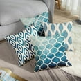 thumbnail image 6 of Throw Pillow Covers Home Decor Set of 4 Geometric Abstract Blue Modern Eastern Abstract Pillow Cases Decorative 18 x 18 Inches Outdoor Cushion Couch Sofa Pillowcases, 6 of 6