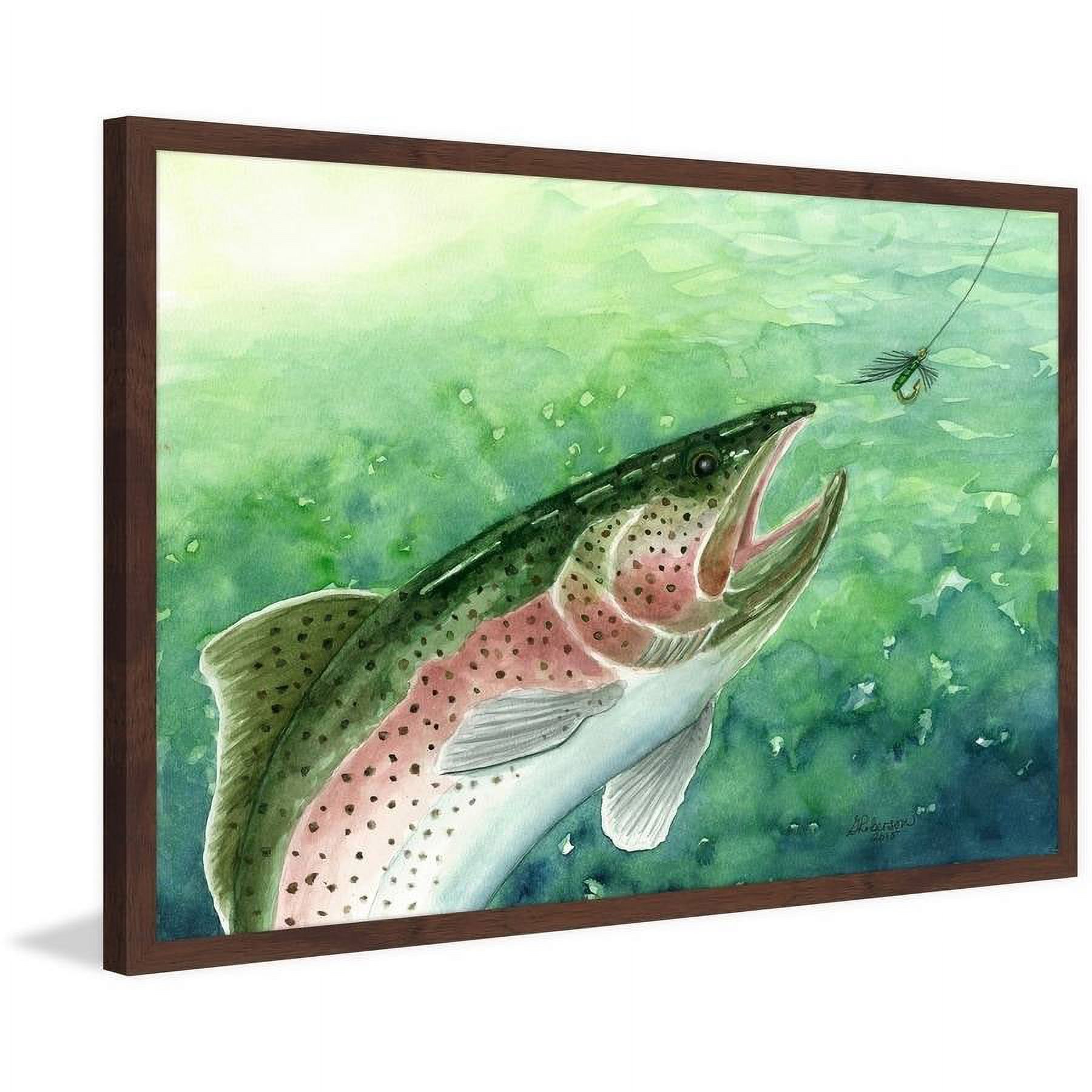"Catching Trout" Framed Painting Print