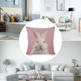 thumbnail image 5 of Cushion Covers White Bunny with Pink Throw Pillow Covers Decorative Floral Linen Pillow Cover Happy Easter Holiday Porch Pillows 16"x16" Pillow Case Farmhouse Rustic Cushion Case for Sofa Couch, 5 of 7