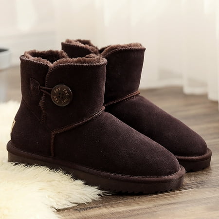 

Cowhide snow boots in autumn and winter women s short boots short cotton shoes loafers cute anti-skid thickened