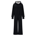 thumbnail image 4 of Kmdttou Fashion Plus Size Set Sweatsuits Tracksuits for Women' Fall And Winter Casual Solid Color Fashionable Hooded Top And Wide Leg Drawstring Pants Set Suit on Clearance!, 4 of 7
