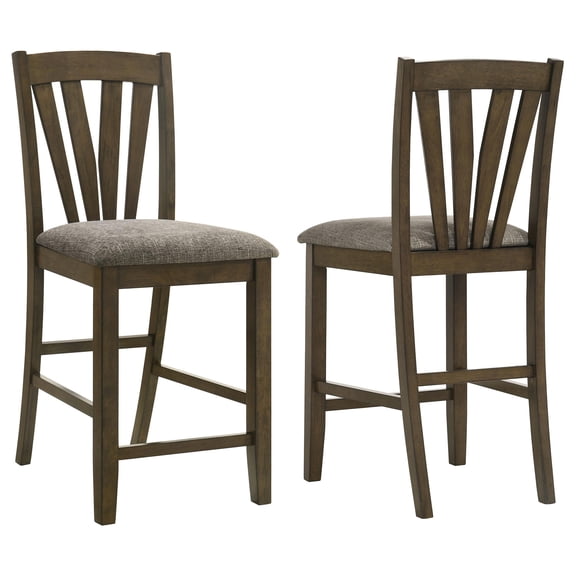 Kana Counter Height Chair Set of 2, Gray Fabric, Brown Wood Frame