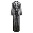 thumbnail image 1 of Bata de baño larga tipo kimono de estilo japonés con lunares y encaje sedoso para hombre, hasta el suelo, con abertura transparente y tangas, 1 of 5