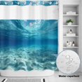 thumbnail image 2 of No Hook Shower Curtain, Summer Ocean Shower Curtains for Bathroom with See Through Top Window, Blue Underwater Natural Landscape Waves Waterproof & Washable Bath Curtain Long 72"x78", 2 of 9