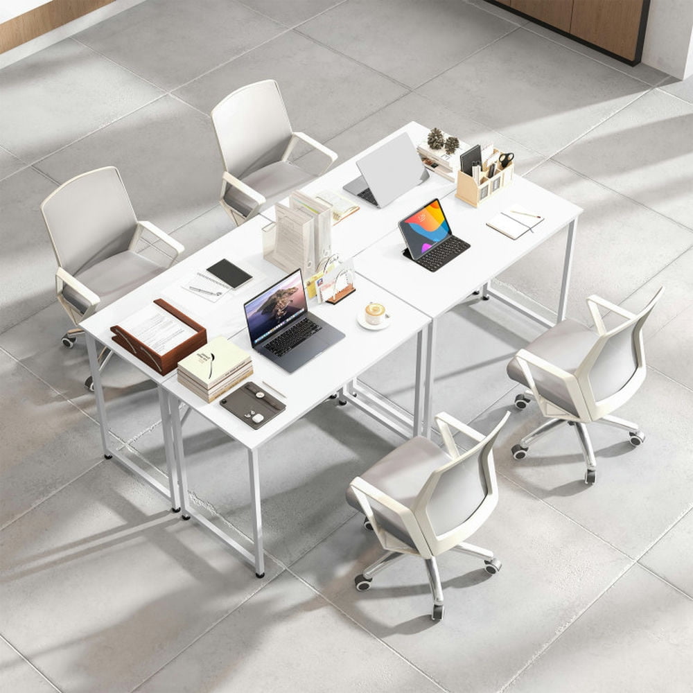 Demi Bonn 40" Small Computer Desk with Heavy-duty Metal Frame, Small Home Office Desk Study Writing Table, White
