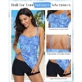 thumbnail image 3 of Zando Womens Tankini Bathing Suits for Women Swimsuits Bandeau Tankini Top with Boy Short Tummy Control 2 Piece Swimming Suits Wave Blue L, 3 of 6
