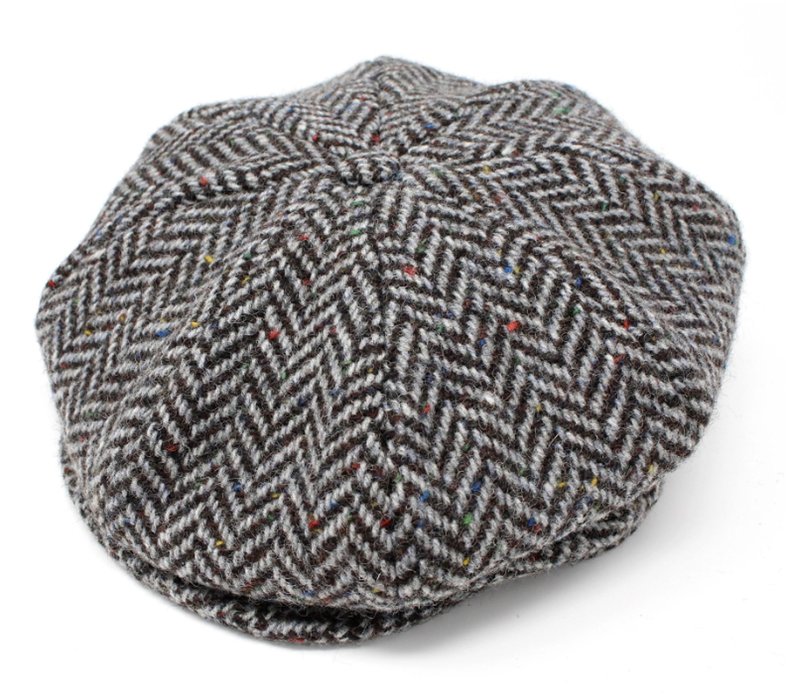 Traditional Irish tweed flat cap ready for shipping -HANDMADE IN IRELAND brown herringbone 100/% wool -padded