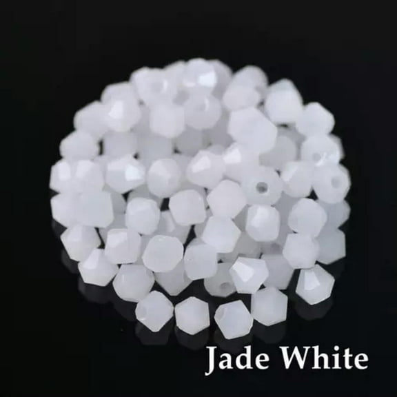 EOEMY 3mm 4mm 6mm 8mm Bicone Faceted Crystal Glass Loose Crafts Beads Jewelry Making-#201 Jade White-3mm (100Pcs)