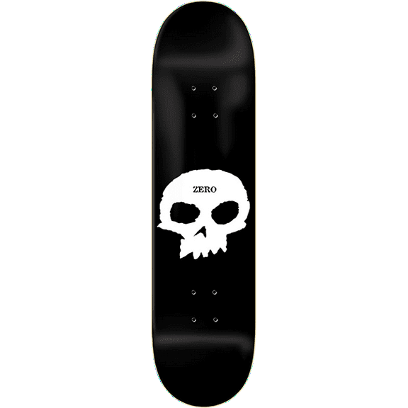 Zero Skateboards Single Skull Skateboard Deck 7.25 Black White