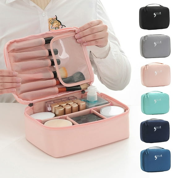 Yesbay Cosmetic Bag Zipper Closure Travel Tote Makeup Storage Pouch Household Supplies
