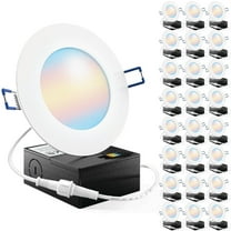Sunco 24 Pack 4 Inch LED Recessed Lights, Canless Ceiling Light Slim, 650 LM, 10W, Selectable CCT 2700K/3000K/4000K/5000K/6000K, Dimmable, Wafer Thin, with Junction Box ETL