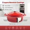 thumbnail image 5 of 4.5 QT Enameled Cast Iron Oval Dutch Oven Nonstick Soup Pot with Self-Basting Lid Heat Resistant 500°F for All Stovetops Induction Gas Grill, Oven & Refrigerator Safe, 5 of 6