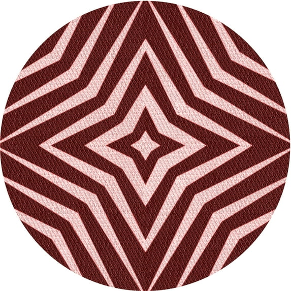 Ahgly Company Machine Washable Indoor Round Transitional Light Coral Pink Area Rugs, 7' Round