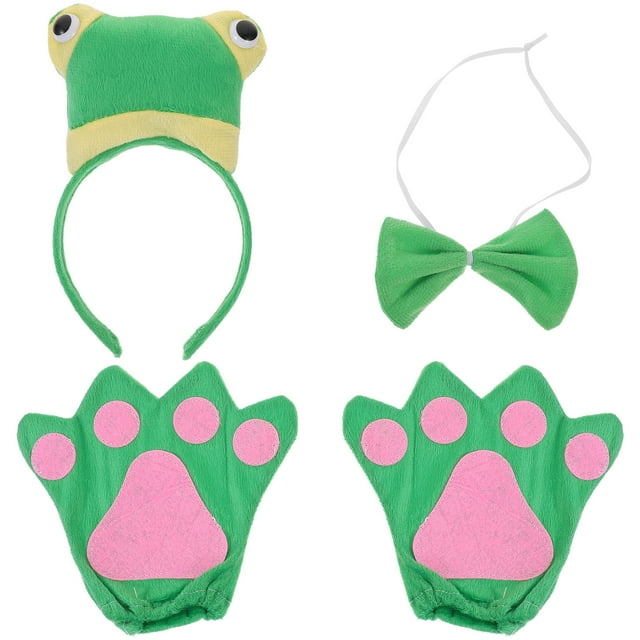 ColoMX 1 Juego de disfraz de rana para fiesta de Cosplay, diadema de rana encantadora, guantes, pajarita, suministro para disfraz