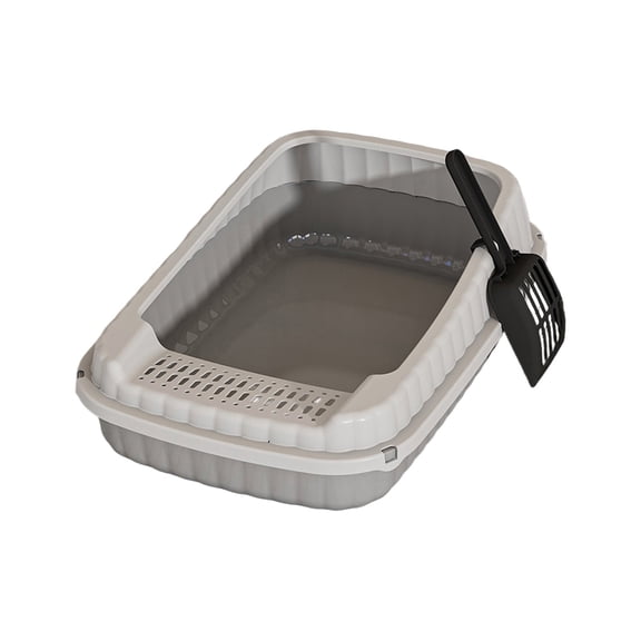 Open Cat Litter Box with Side,Anti-Splashing Cats Litter Pan Semi-Enclosed Removable Cats Litter Boxes with Litter Sifting Scoop Open Top Kitty Toilet for Easy to Clean