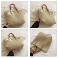 thumbnail image 7 of Women Straw Woven Tote Bag with Lace Bow Decor, Large Capacity Beach Shoulder Handbag for Vacation Travel Daily Commute, 7 of 7