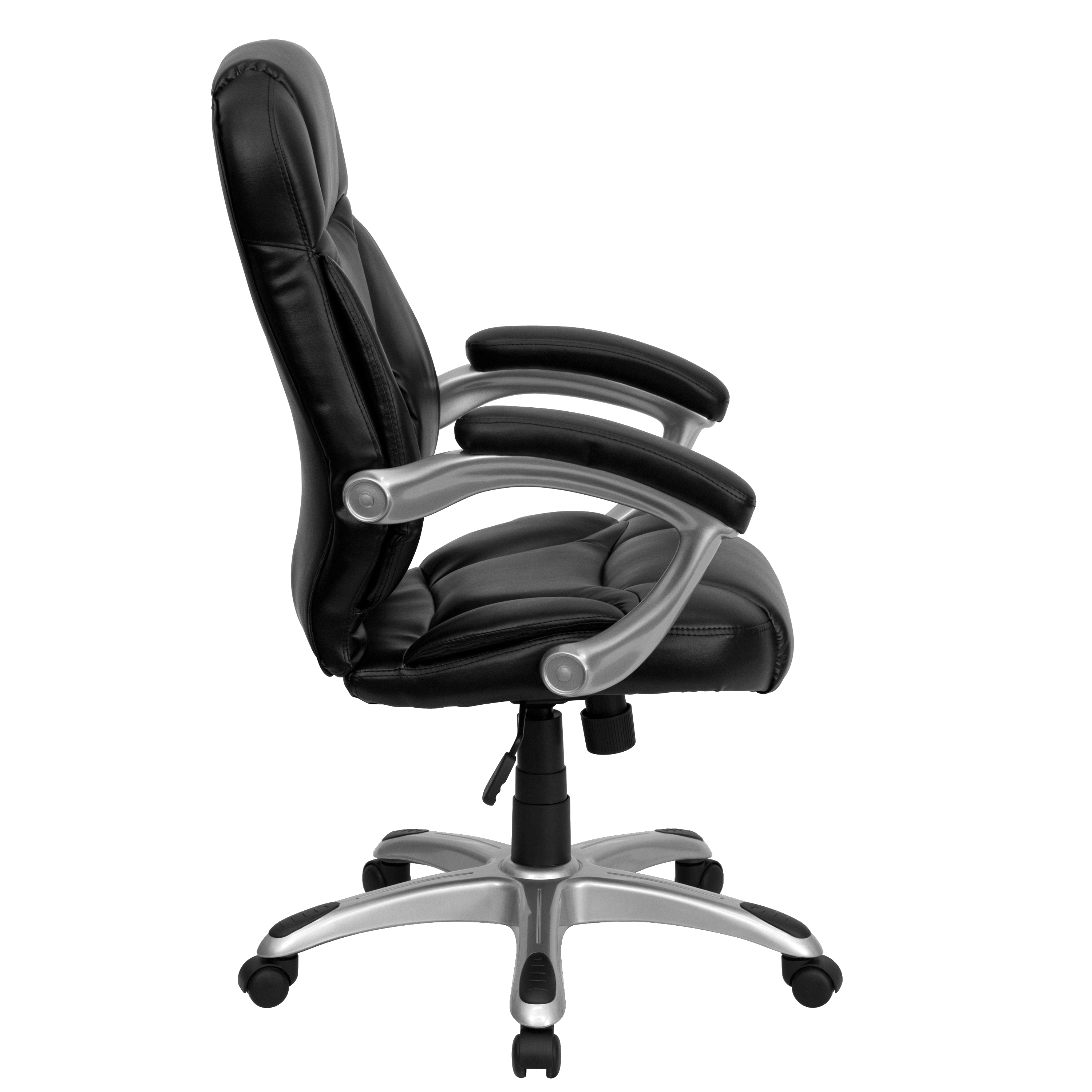 Flash Furniture High Back Black LeatherSoft Contemporary Executive Swivel Ergonomic Office Chair with Silver Nylon Base and Arms - image 5 of 6