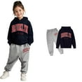 thumbnail image 4 of Kids Kids Sweatsuit Set for Girls,2 Piece Long Sleeve Black Hooded Sweatsuits Pullover and Sweatpants Fall Winter Clothes Tween Clothes 4-5 Years Cute&nbsp;Boys Girls&nbsp;Clothing, 4 of 6