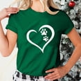 thumbnail image 2 of Virmaxy Women's Valentines Day Short Sleeve Shirt Girls Short Sleeve WorkOut Blouse Tops Valentine's Day Gift Shirt Dogs Paw Heart Print T-Shirt Tops Green XL, 2 of 6