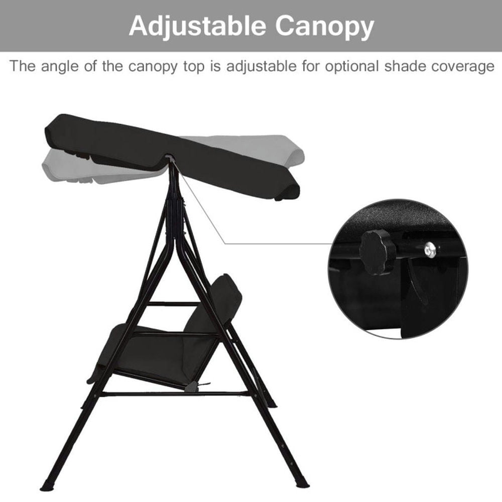 Kadyn Patio Swings for Porch,Comfortable Porch Swings,Loveseat Cushioned Patio Steel Frame Swing Glider -Black